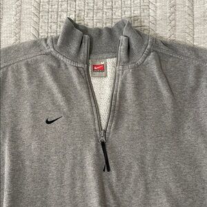 Vintage 90s Nike Heather Gray Quarter-Zip Sweatshirt Embroidered Swoosh